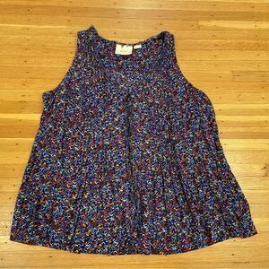 Maeve Anthropologie multicolor/rainbow patterned button down tank top